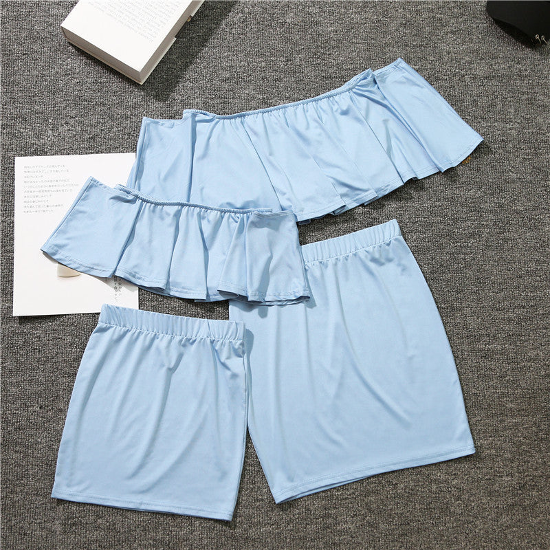 Matching Mother and Daughter Ruffled Skirt Suit