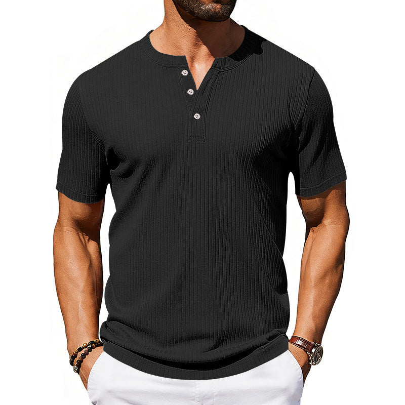 Athleisure Stretch Ribbed Short-Sleeve T-Shirt