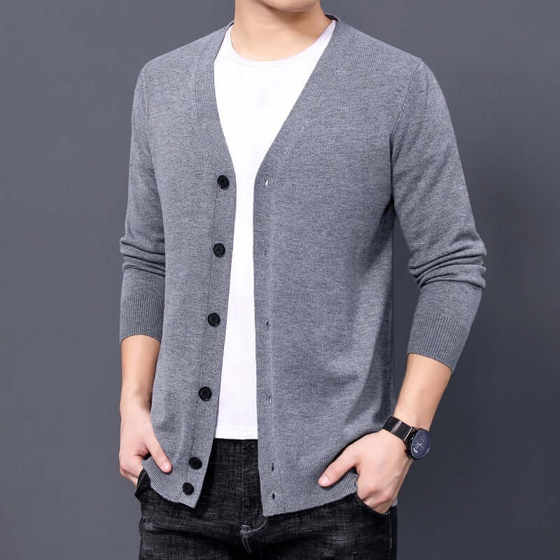 Men’s Knitted Cardigan V-Neck Sweater Coat Stylish Comfort