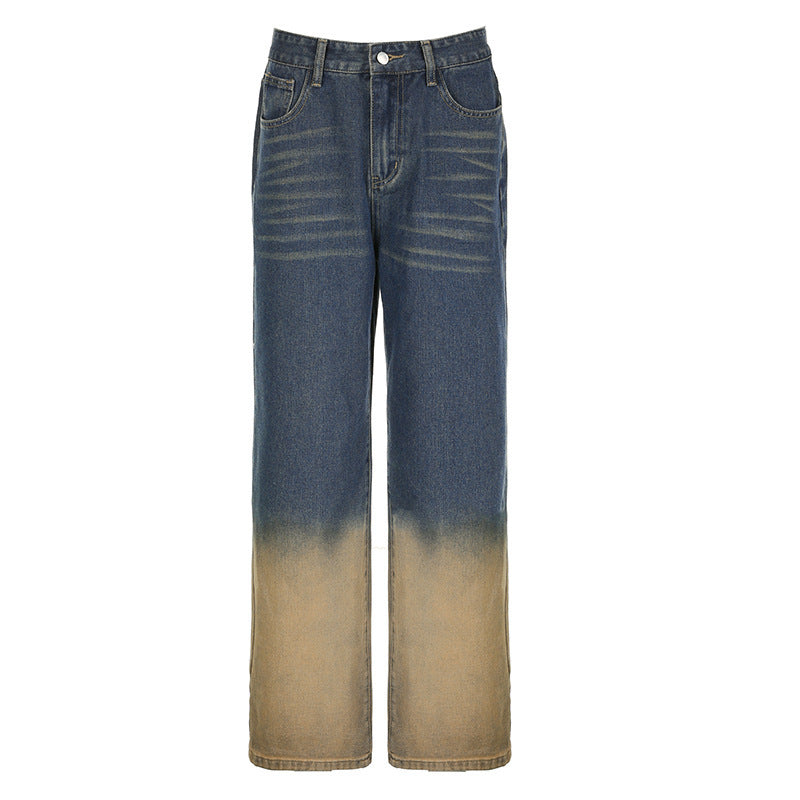 Washed Gradient Straight Jeans