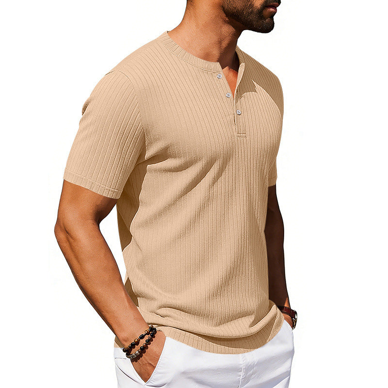 Athleisure Stretch Ribbed Short-Sleeve T-Shirt