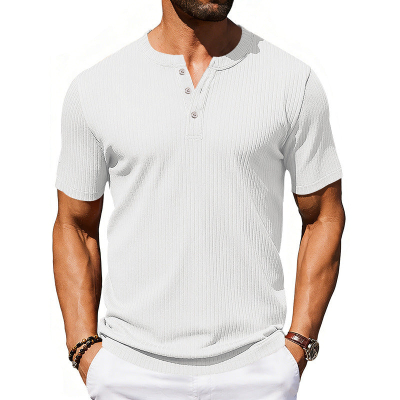 Athleisure Stretch Ribbed Short-Sleeve T-Shirt
