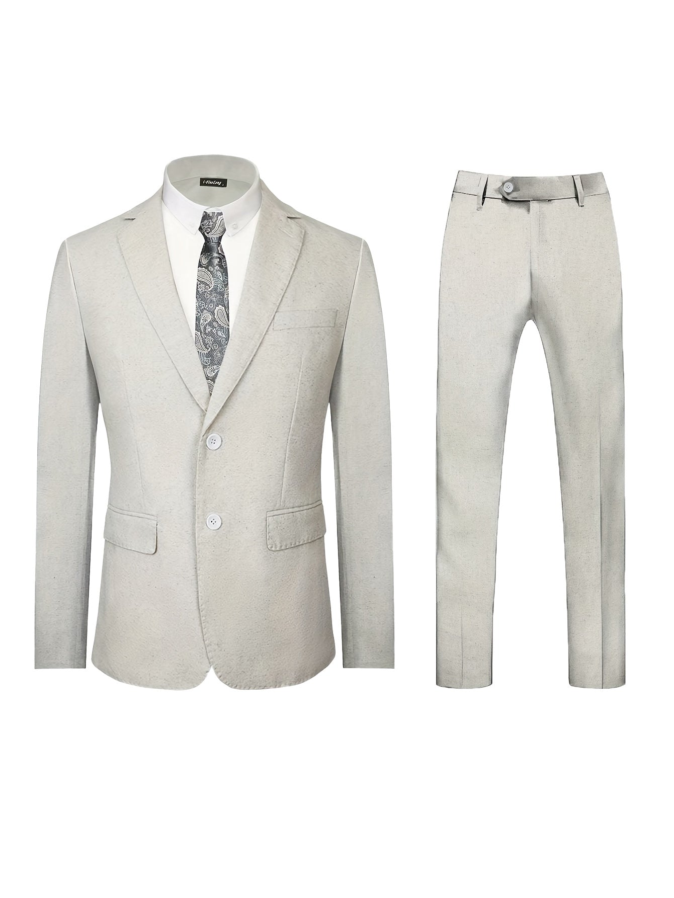 Men’s Fashionable Suits for Balls and Banquets Events - stylish light grey suit with pants and tie