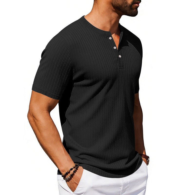 Athleisure Stretch Ribbed Short-Sleeve T-Shirt