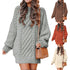 Women’s Round Neck Long Sleeve Knitted Sweater Dress