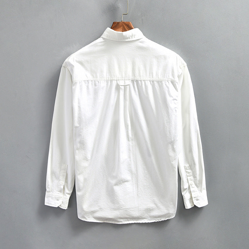 Retro Minimalist Workwear Long-sleeve Shirt For Men