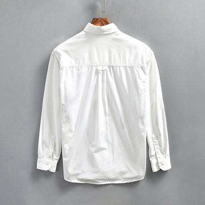 Retro Minimalist Workwear Long-sleeve Shirt For Men