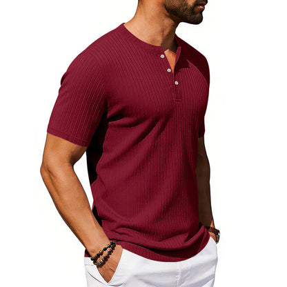 Athleisure Stretch Ribbed Short-Sleeve T-Shirt