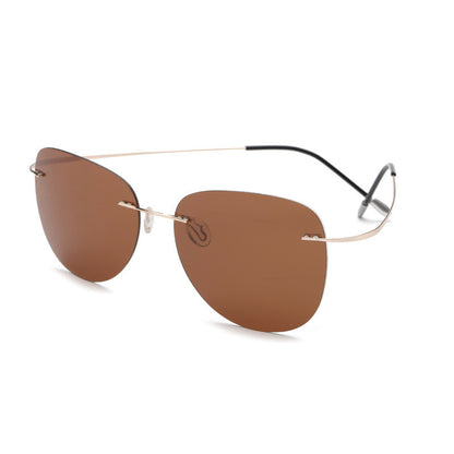 Rimless Toad Mirror Polarized Ladies Sunglasses