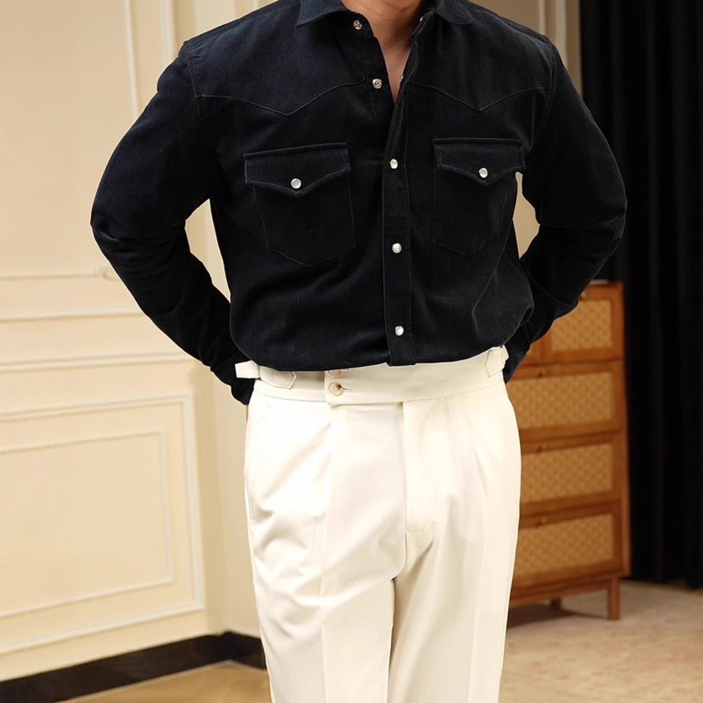 Men’s Casual Business Shirt  Pure Cotton Lampwick Weave