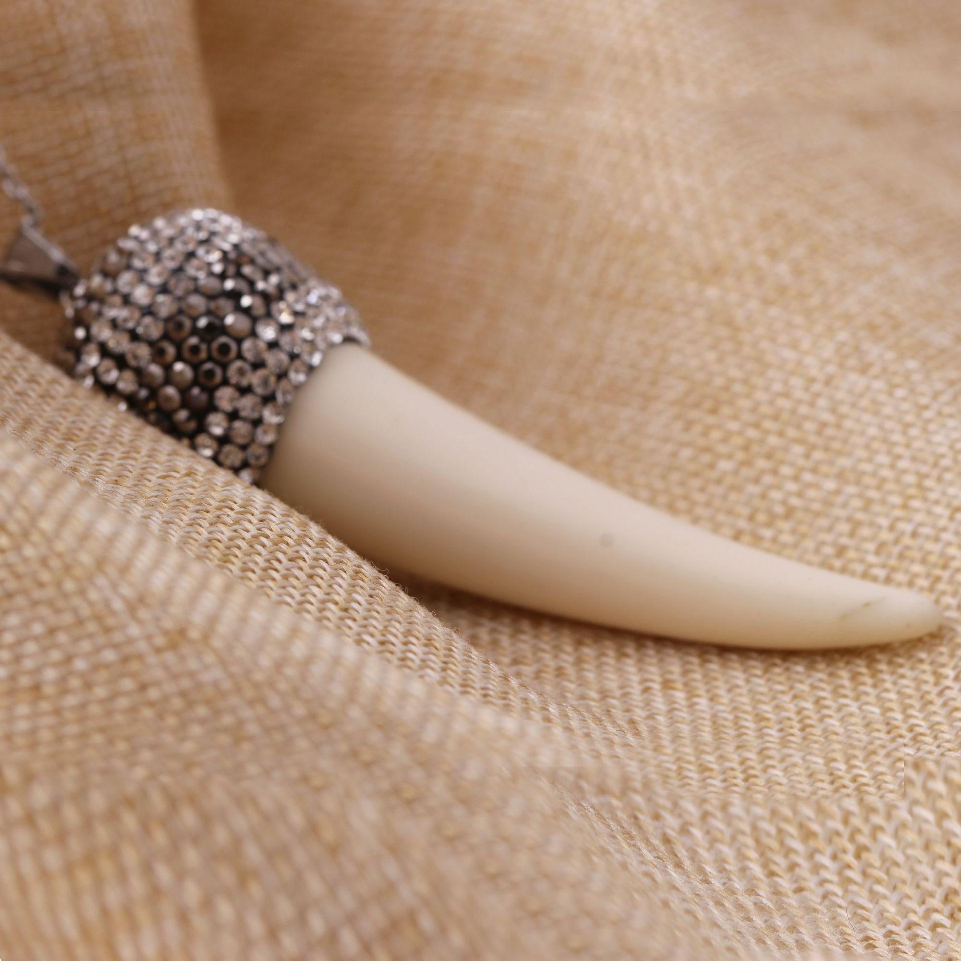Statement Resin Horn And Diamond Pendant Necklace