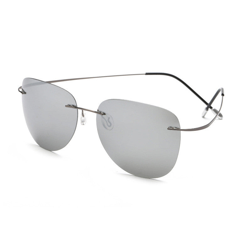 Rimless Toad Mirror Polarized Ladies Sunglasses