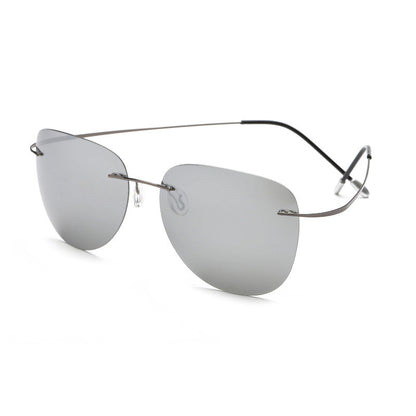Rimless Toad Mirror Polarized Ladies Sunglasses