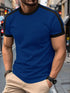 Mens Casual Short-sleeve Sports T-shirt displayed on a man in a casual outdoor setting.