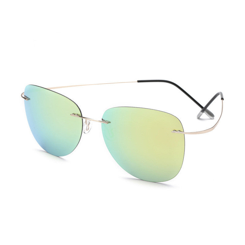 Rimless Toad Mirror Polarized Ladies Sunglasses