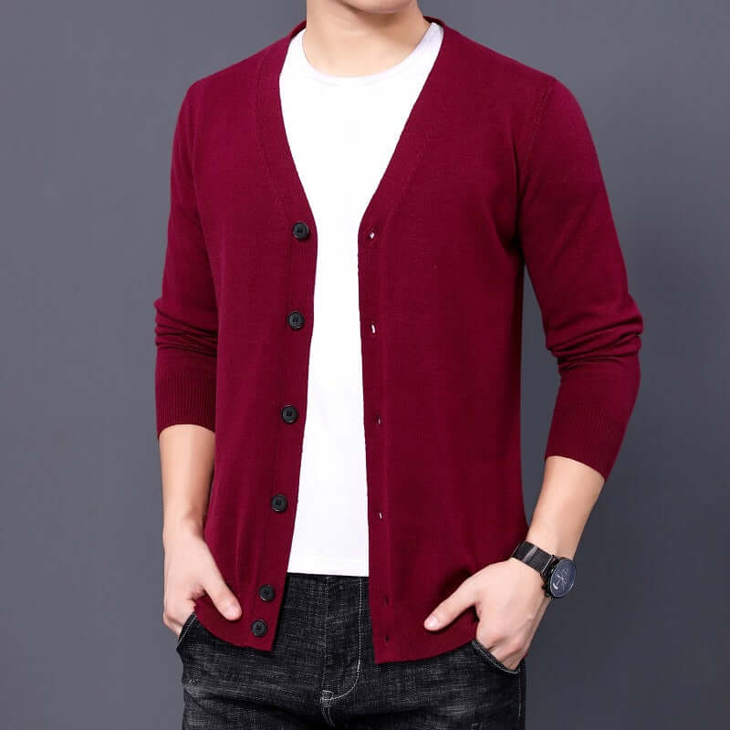 Men’s Knitted Cardigan V-Neck Sweater Coat Stylish Comfort