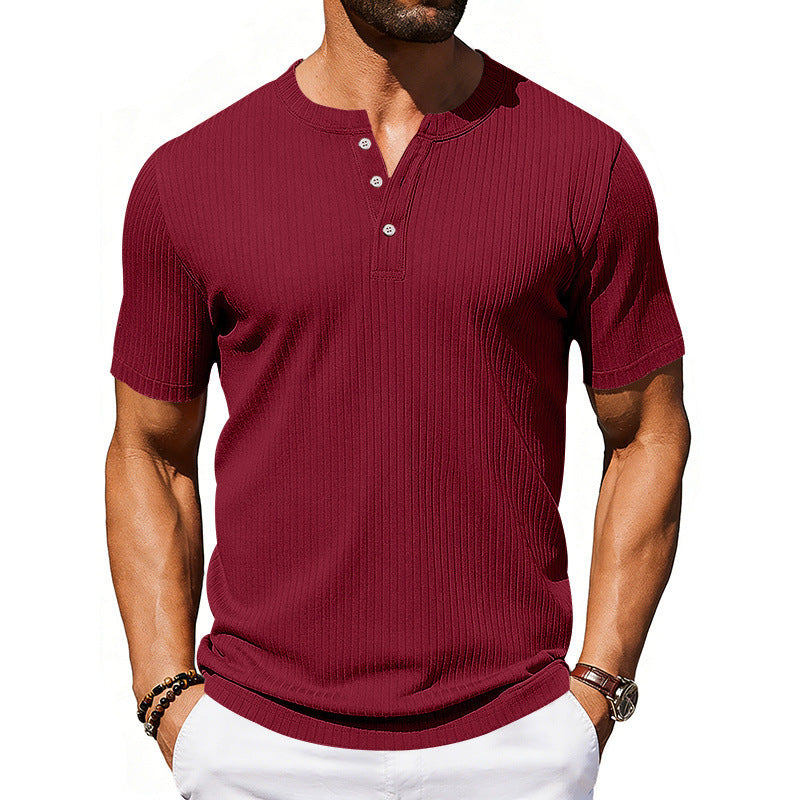 Athleisure Stretch Ribbed Short-Sleeve T-Shirt