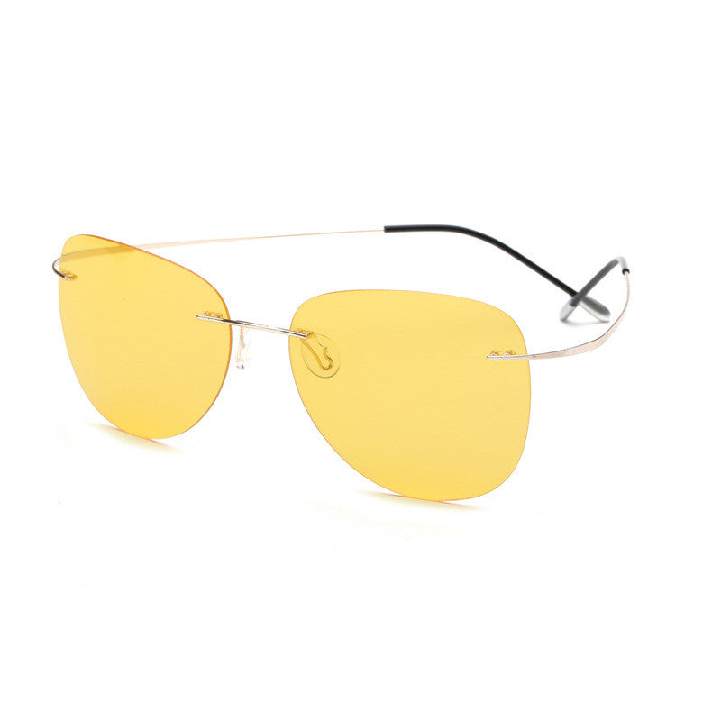 Rimless Toad Mirror Polarized Ladies Sunglasses