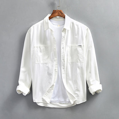 Retro Minimalist Workwear Long-sleeve Shirt For Men