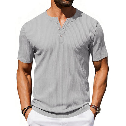 Athleisure Stretch Ribbed Short-Sleeve T-Shirt