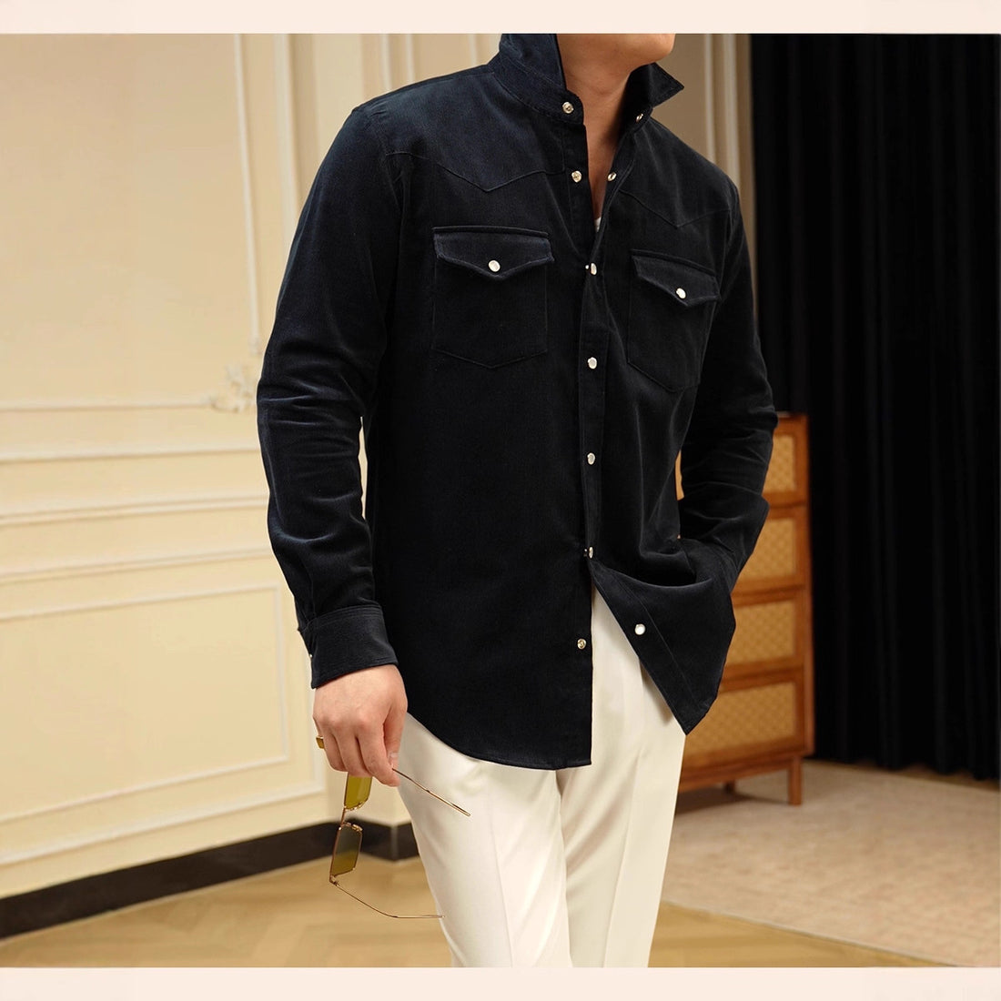 Men’s Casual Business Shirt  Pure Cotton Lampwick Weave