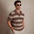 Men's Striped Knitted Short-Sleeve Polo Shirt