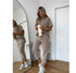 Solid-color Casual Sweatshirt Set For Women