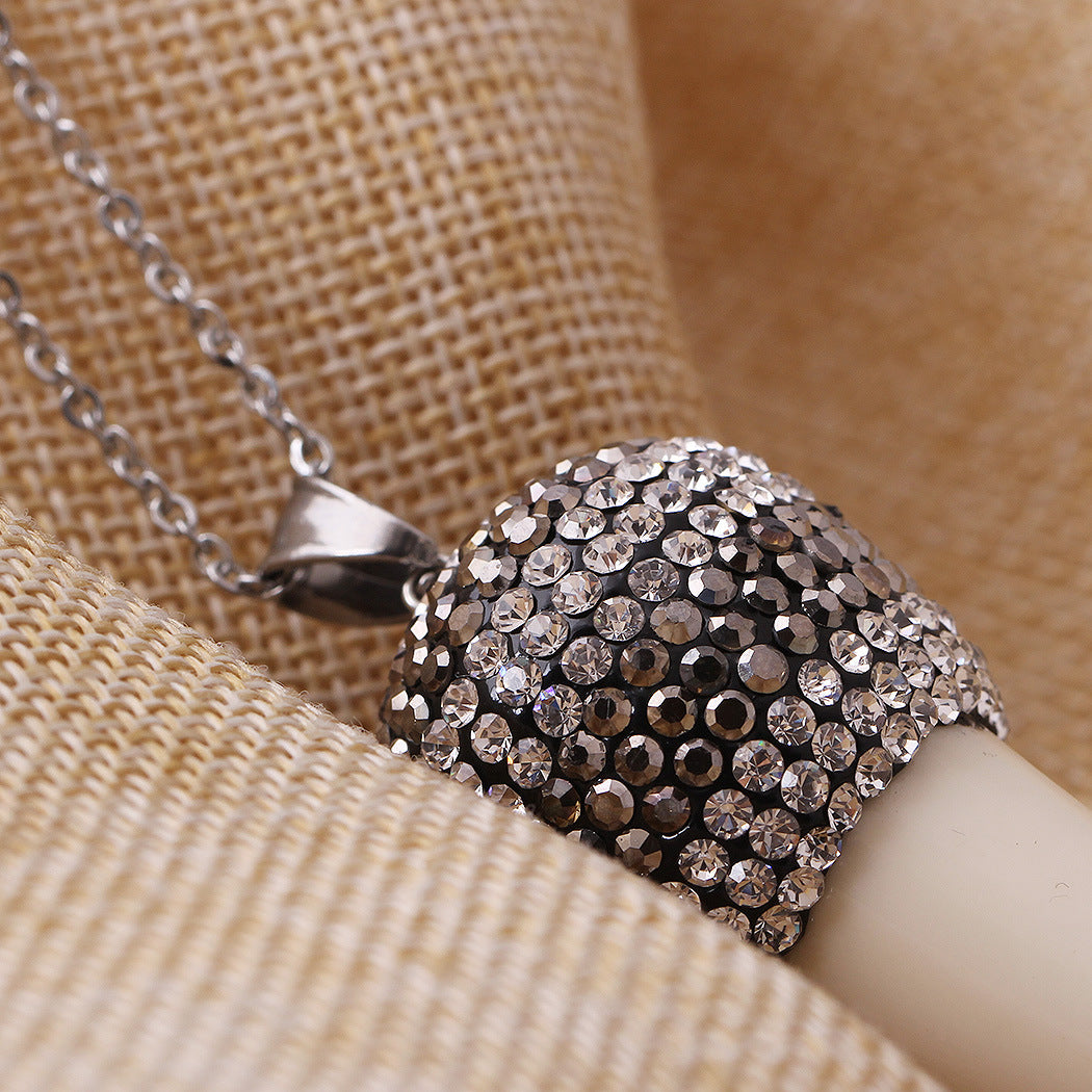 Statement Resin Horn And Diamond Pendant Necklace