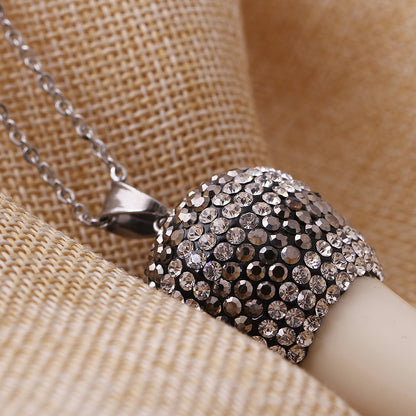 Statement Resin Horn And Diamond Pendant Necklace