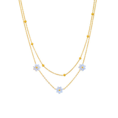 Stainless Steel Daisy Flower Necklace and Earrings Set