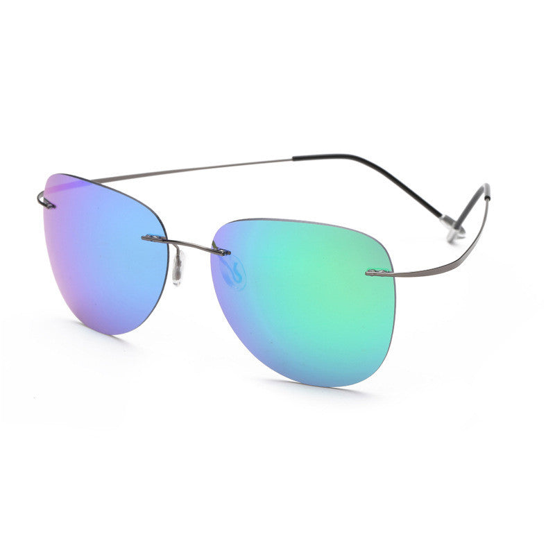 Rimless Toad Mirror Polarized Ladies Sunglasses