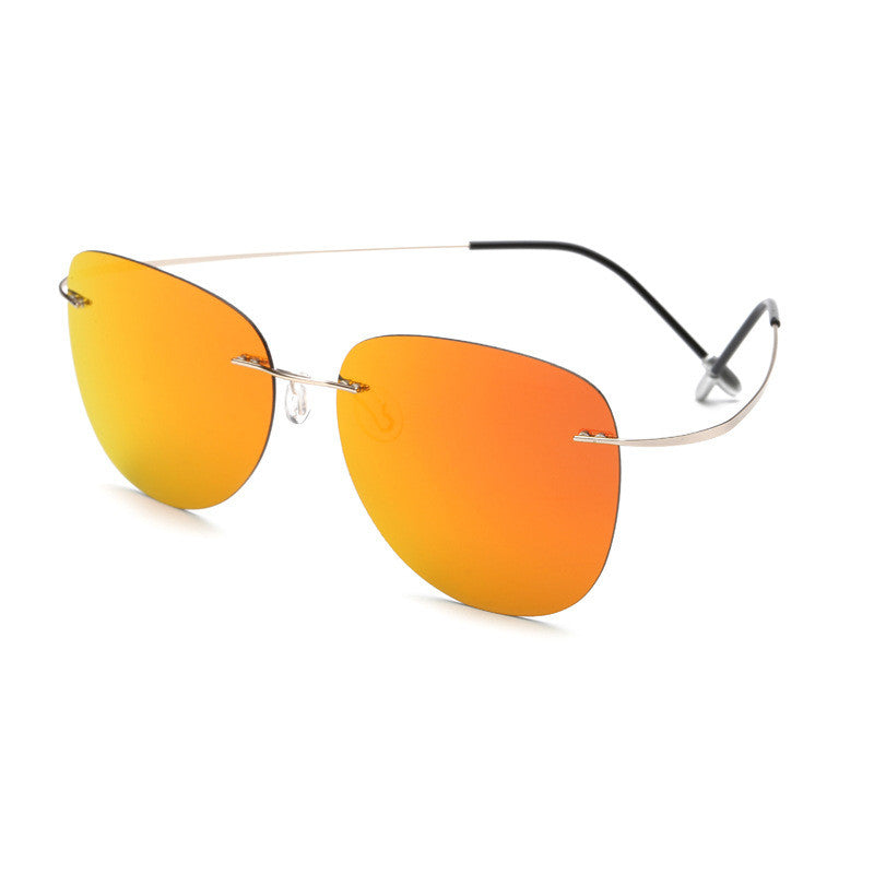 Rimless Toad Mirror Polarized Ladies Sunglasses