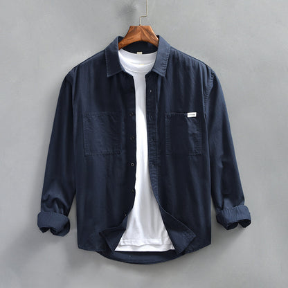 Retro Minimalist Workwear Long-sleeve Shirt For Men