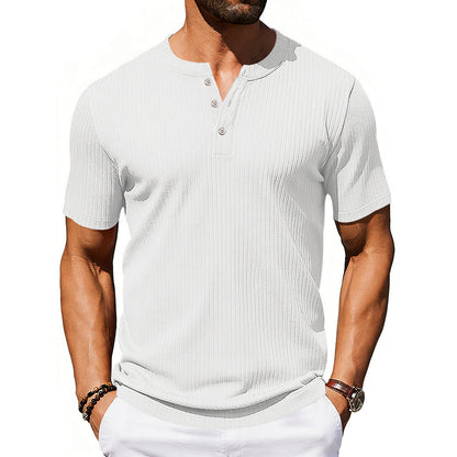 Athleisure Stretch Ribbed Short-Sleeve T-Shirt